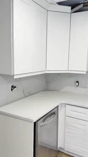 Slab backsplash and a double sink, install day